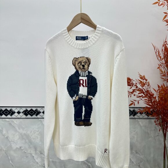 Polo by Ralph Lauren Cream BearCrewneck Sweater - Picture 2 of 6